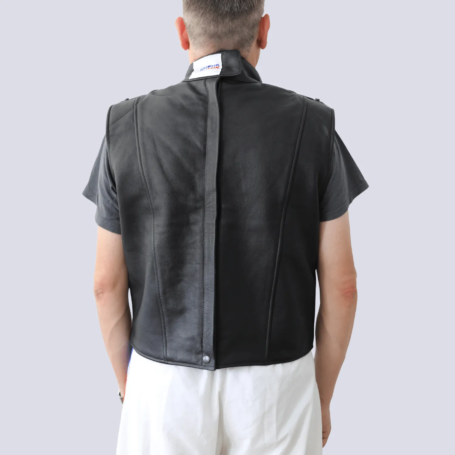 Prieur plastron maître d'armes cuir sans manches