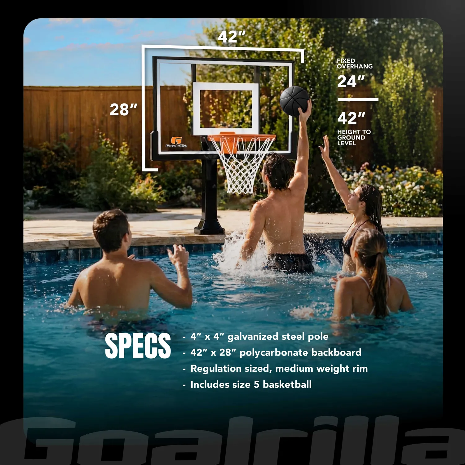 Goalrilla Hydro Dunk panier basket piscine scellé 42 pouces
